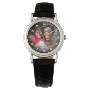 Moderne Gepersonaliseerde Foto & Aangepaste Tekst  Horloge