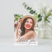 Moderne gepersonaliseerde foto afstuderen dank u briefkaart (Staand voorkant)