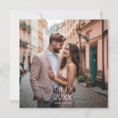 Moderne gepersonaliseerde foto bruiloft uitnodigin save the date (Voorkant)