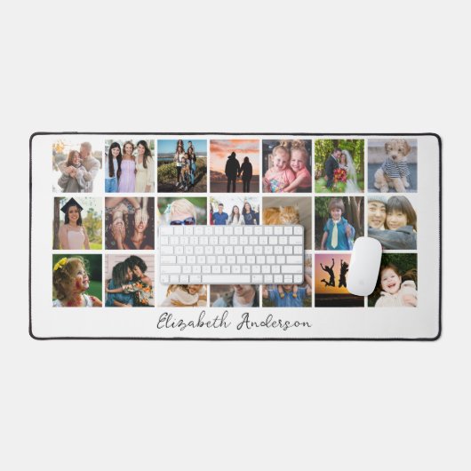 Moderne gepersonaliseerde foto collage bureau mat (Keyboard & Muis)