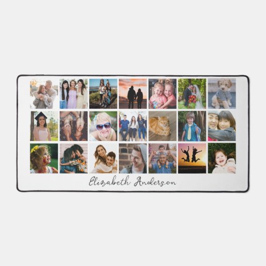 Moderne gepersonaliseerde foto collage bureau mat (Voorkant)