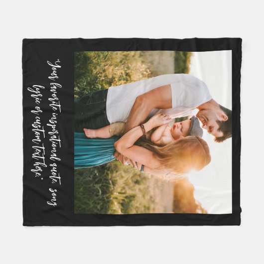 Moderne gepersonaliseerde foto Elegant Script Quot Fleece Deken (Voorkant (Horizontaal))