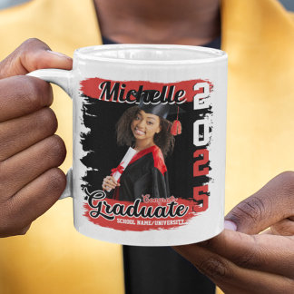 Moderne gepersonaliseerde foto- en naam afstudeerc koffiemok