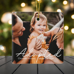 Moderne Gepersonaliseerde Foto Kind Adoptie Keramisch Ornament