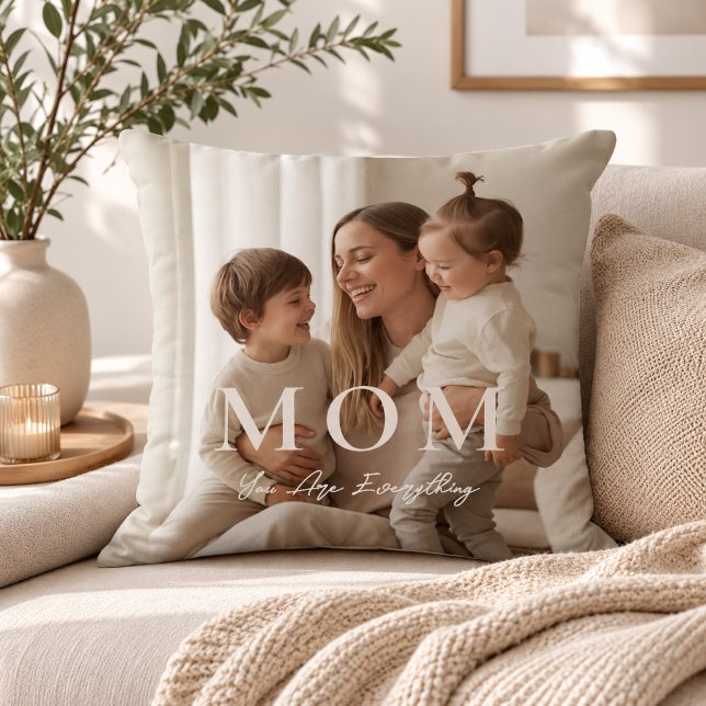 Moderne gepersonaliseerde foto MOM kussen (Creator heeft geüpload)