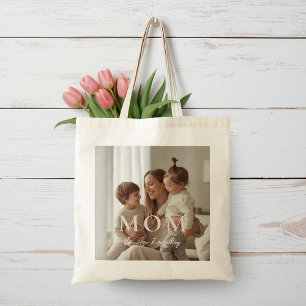 Moderne Gepersonaliseerde Foto MOM Moederdag Boods Tote Bag