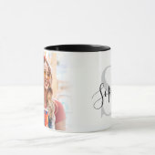 Moderne Gepersonaliseerde Foto Monogram Mok (Midden)