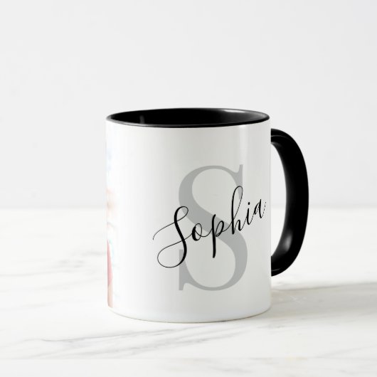 Moderne Gepersonaliseerde Foto Monogram Mok (Voorkant rechts)