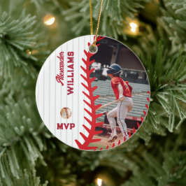 Moderne GEPERSONALISEERDE Foto Ronde Softbal Honkb Keramisch Ornament