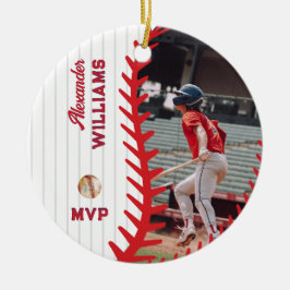 Moderne GEPERSONALISEERDE Foto Ronde Softbal Honkb Keramisch Ornament