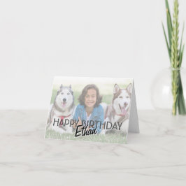 Moderne gepersonaliseerde foto verjaardagskaart op kaart