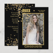 Moderne Gepersonaliseerde Foto Zwart Goud Sparkles Kaart (Voorkant / Achterkant)