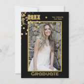 Moderne Gepersonaliseerde Foto Zwart Goud Sparkles Kaart (Voorkant)