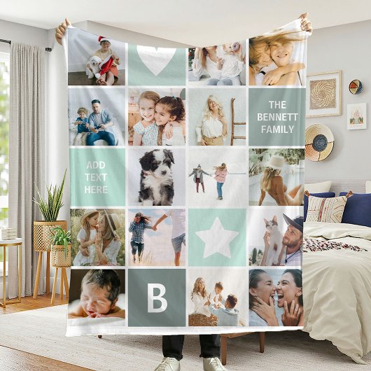 Moderne Gepersonaliseerde Fotocollage Aandenken Fleece Deken
