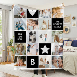 Moderne Gepersonaliseerde Fotocollage Aandenken Fleece Deken