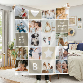 Moderne Gepersonaliseerde Fotocollage Aandenken Fleece Deken