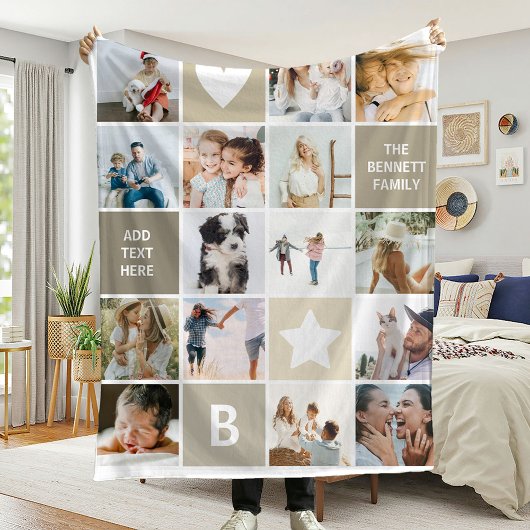 Moderne Gepersonaliseerde Fotocollage Aandenken Fleece Deken