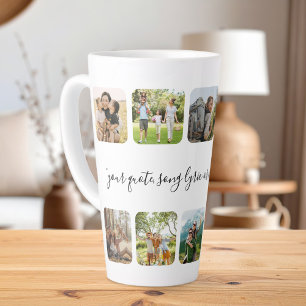 Moderne Gepersonaliseerde Fotocollage Custom Quote Latte Mok