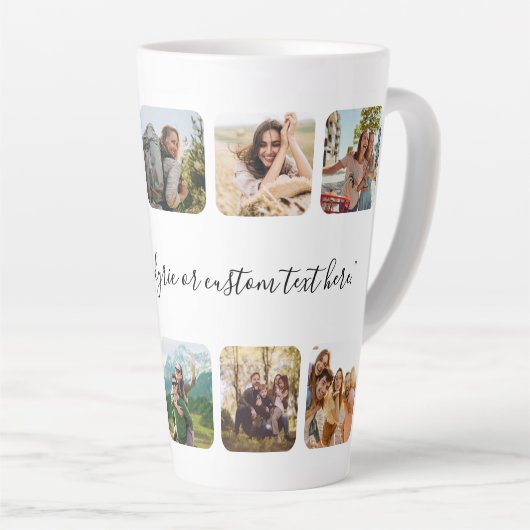 Moderne Gepersonaliseerde Fotocollage Custom Quote Latte Mok (Rechterhoek)