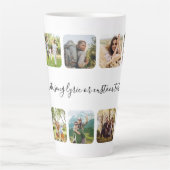 Moderne Gepersonaliseerde Fotocollage Custom Quote Latte Mok (Voorkant)