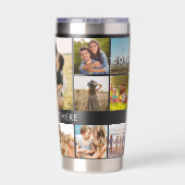 Moderne gepersonaliseerde fotocollage geïsoleerde drinkbeker (Achterkant)