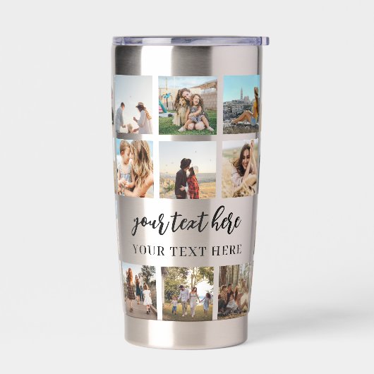 Moderne gepersonaliseerde fotocollage geïsoleerde drinkbeker (Links)