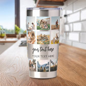 Moderne gepersonaliseerde fotocollage geïsoleerde drinkbeker