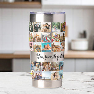 Moderne gepersonaliseerde fotocollage geïsoleerde drinkbeker
