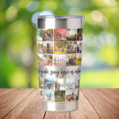 Moderne gepersonaliseerde fotocollage geïsoleerde drinkbeker