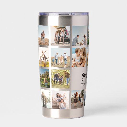 Moderne Gepersonaliseerde Fotocollage Geïsoleerde Drinkbeker (Voorkant)
