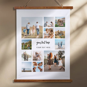Moderne gepersonaliseerde fotocollage hangend wandkleed