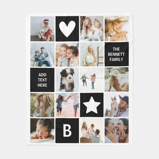 Moderne gepersonaliseerde fotocollage Keepsake Fleece Deken (Voorkant)