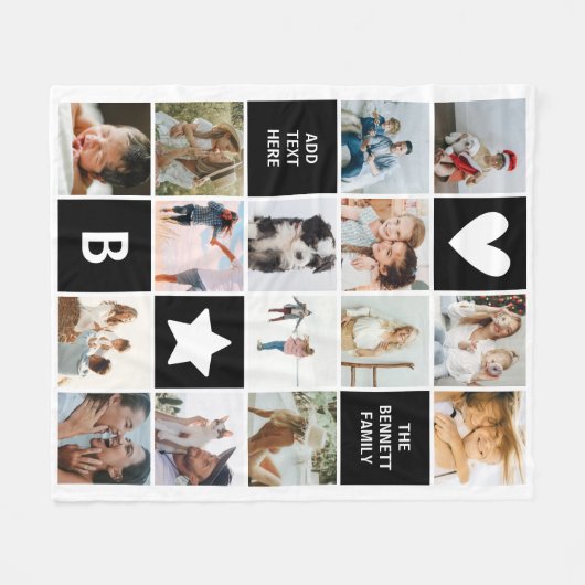 Moderne gepersonaliseerde fotocollage Keepsake Fleece Deken (Voorkant (Horizontaal))