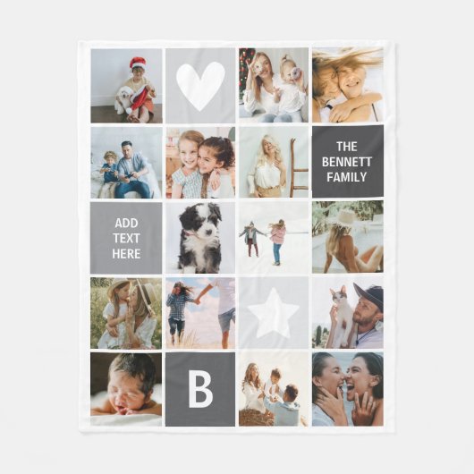 Moderne gepersonaliseerde fotocollage Keepsake Fleece Deken (Voorkant)
