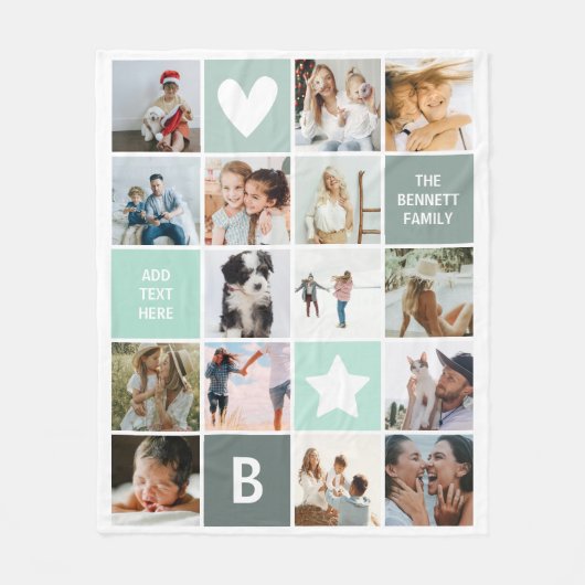 Moderne gepersonaliseerde fotocollage Keepsake Fleece Deken (Voorkant)
