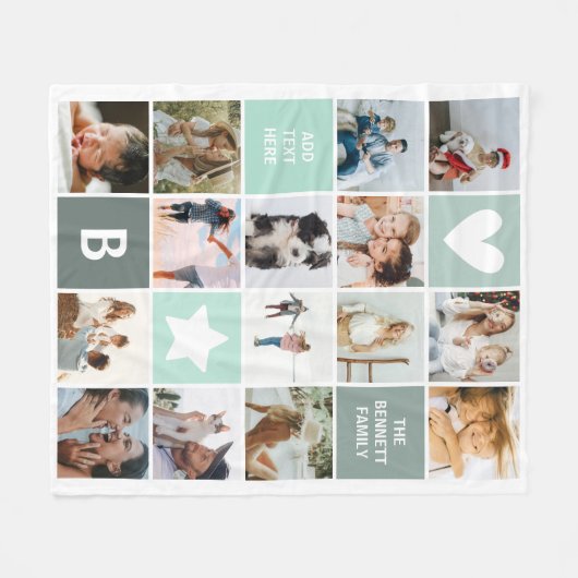 Moderne gepersonaliseerde fotocollage Keepsake Fleece Deken (Voorkant (Horizontaal))