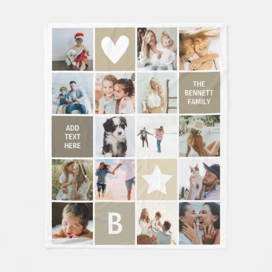 Moderne gepersonaliseerde fotocollage Keepsake Fleece Deken (Voorkant)