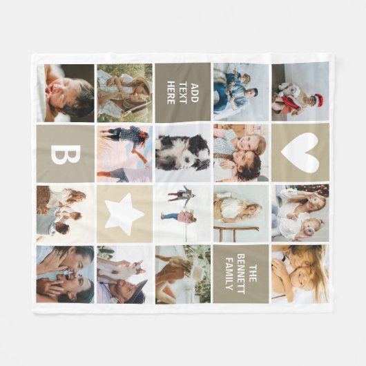 Moderne gepersonaliseerde fotocollage Keepsake Fleece Deken (Voorkant (Horizontaal))