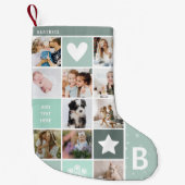 Moderne gepersonaliseerde fotocollage Keepsake Kleine Kerstsok (Voorkant)