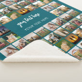 Moderne gepersonaliseerde fotocollage sherpa deken (3/4)