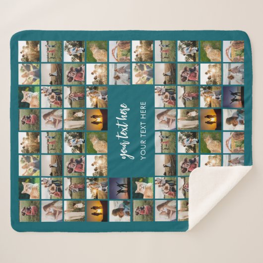 Moderne gepersonaliseerde fotocollage sherpa deken (Voorkant (horizontaal))