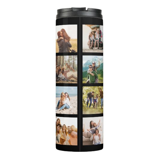 Moderne gepersonaliseerde fotocollage thermosbeker (Achterkant)