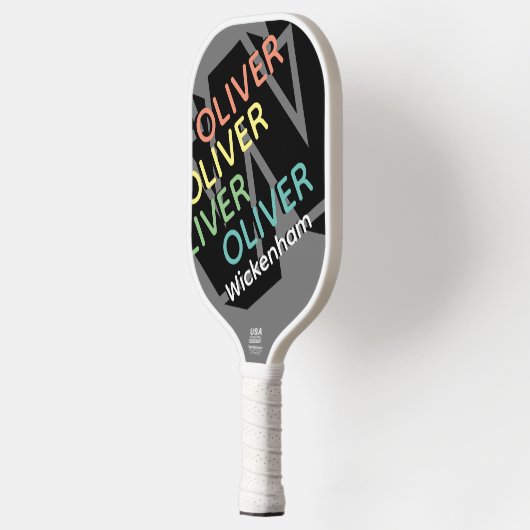 Moderne gepersonaliseerde gerepliceerde kleurnaam  pickleball paddle (Links)