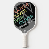 Moderne gepersonaliseerde gerepliceerde kleurnaam  pickleball paddle (Voorkant)