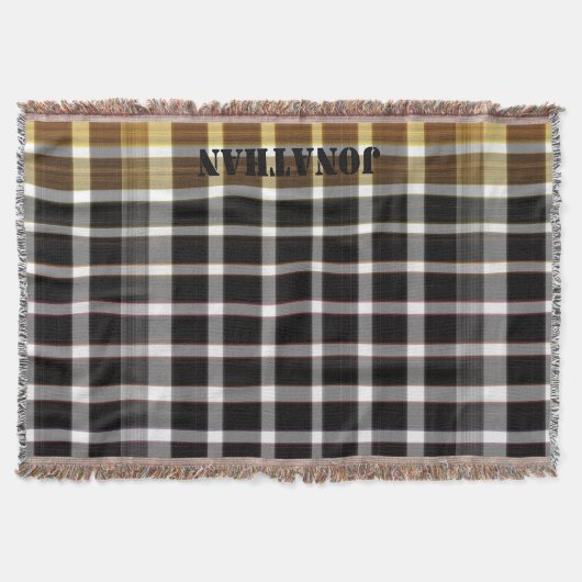 Moderne gepersonaliseerde geruite zwart-wit print deken (Voorkant)