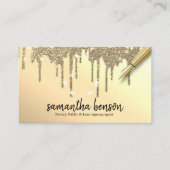 Moderne gepersonaliseerde gouden druppels notaris  visitekaartje (Voorkant)