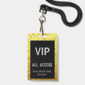 Moderne gepersonaliseerde gouden zwarte VIP-toegan Badge (Voorzijde met lanyard)