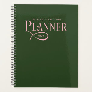 Moderne Gepersonaliseerde Groen en Roze Planner