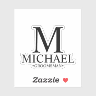 Moderne gepersonaliseerde groomman's monogram en n sticker