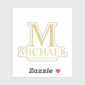 Moderne gepersonaliseerde groomman's monogram en n sticker (Vel)